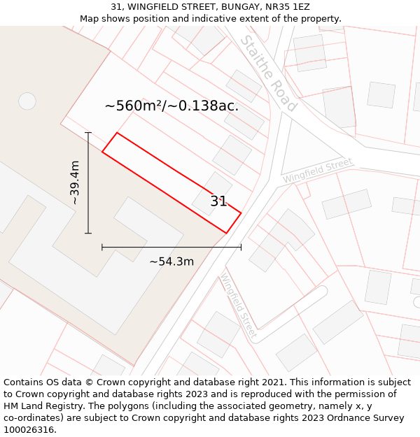 31, WINGFIELD STREET, BUNGAY, NR35 1EZ: Plot and title map