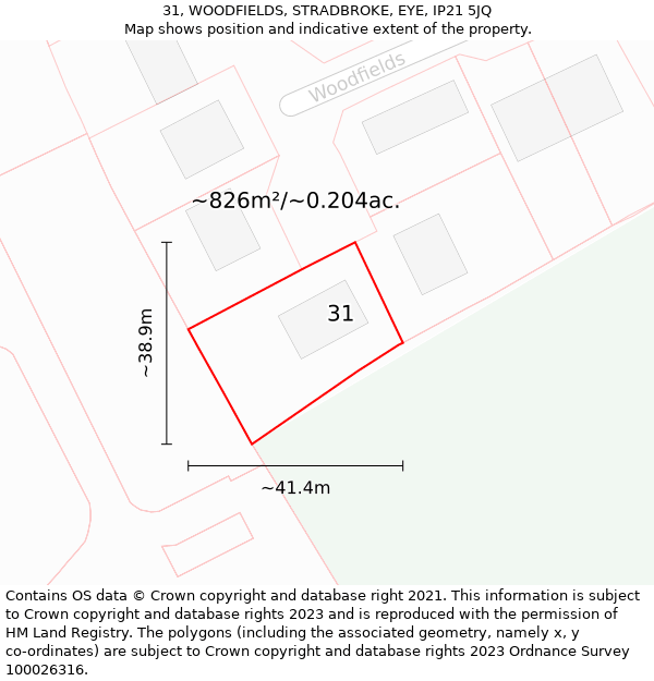 31, WOODFIELDS, STRADBROKE, EYE, IP21 5JQ: Plot and title map