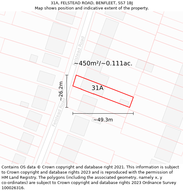 31A, FELSTEAD ROAD, BENFLEET, SS7 1BJ: Plot and title map