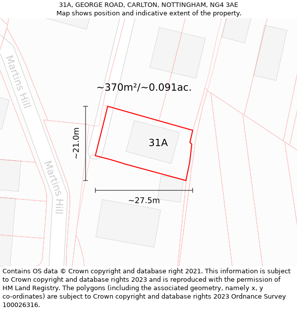 31A, GEORGE ROAD, CARLTON, NOTTINGHAM, NG4 3AE: Plot and title map