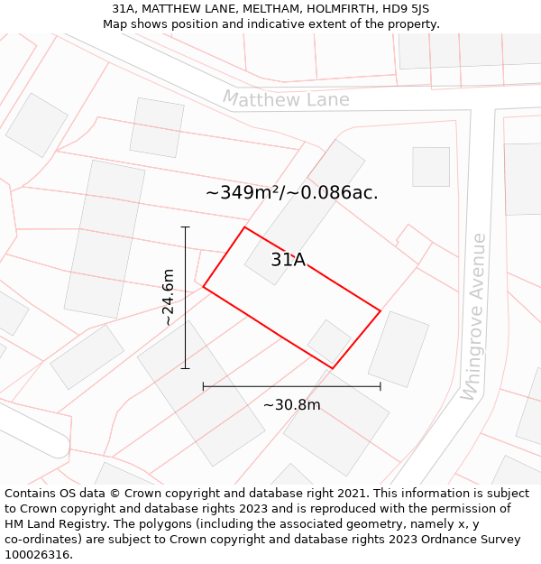 31A, MATTHEW LANE, MELTHAM, HOLMFIRTH, HD9 5JS: Plot and title map