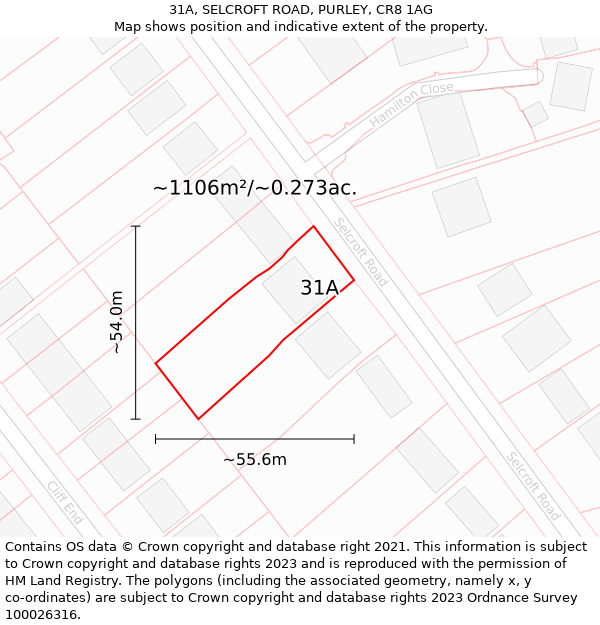 31A, SELCROFT ROAD, PURLEY, CR8 1AG: Plot and title map