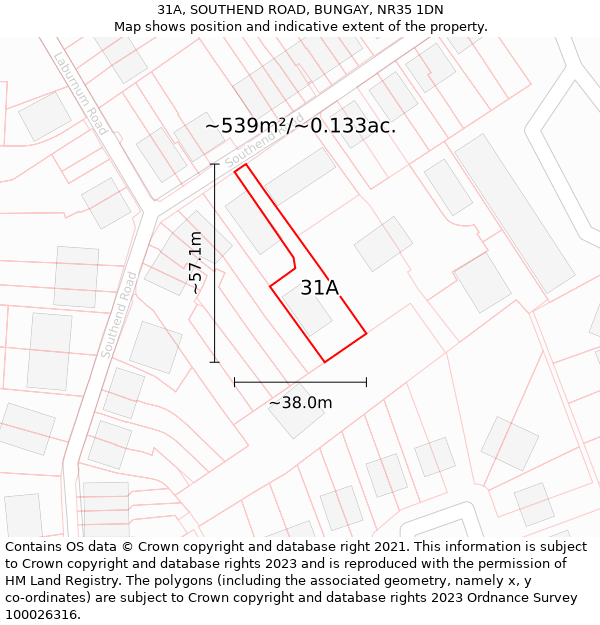 31A, SOUTHEND ROAD, BUNGAY, NR35 1DN: Plot and title map