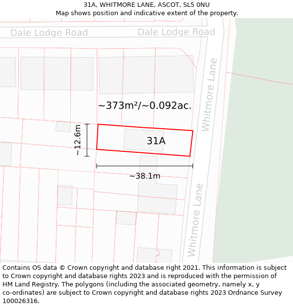 31A, WHITMORE LANE, ASCOT, SL5 0NU: Plot and title map