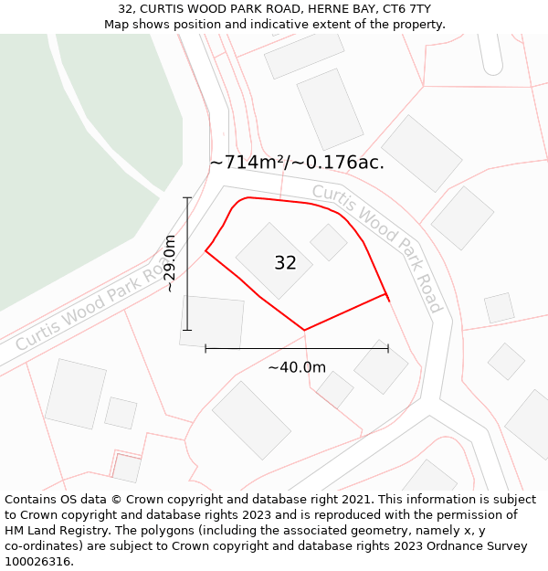 32, CURTIS WOOD PARK ROAD, HERNE BAY, CT6 7TY: Plot and title map