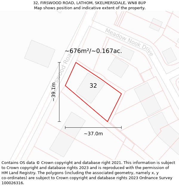 32, FIRSWOOD ROAD, LATHOM, SKELMERSDALE, WN8 8UP: Plot and title map