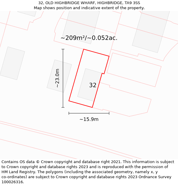 32, OLD HIGHBRIDGE WHARF, HIGHBRIDGE, TA9 3SS: Plot and title map