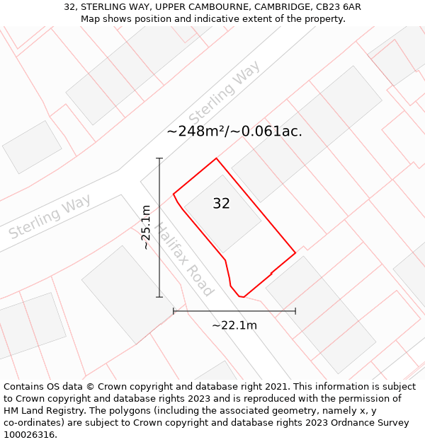 32, STERLING WAY, UPPER CAMBOURNE, CAMBRIDGE, CB23 6AR: Plot and title map