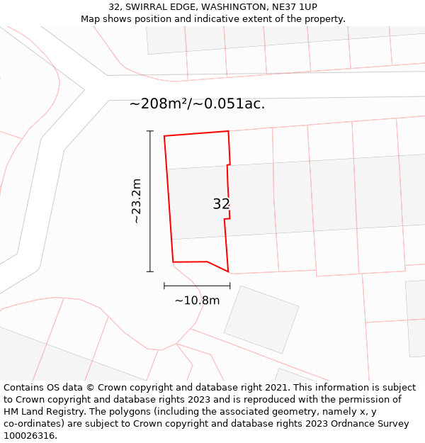 32, SWIRRAL EDGE, WASHINGTON, NE37 1UP: Plot and title map