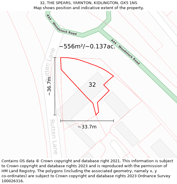 32, THE SPEARS, YARNTON, KIDLINGTON, OX5 1NS: Plot and title map