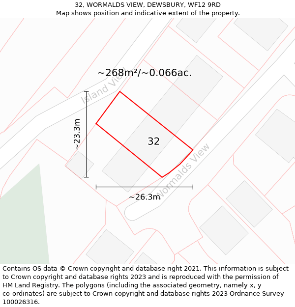 32, WORMALDS VIEW, DEWSBURY, WF12 9RD: Plot and title map