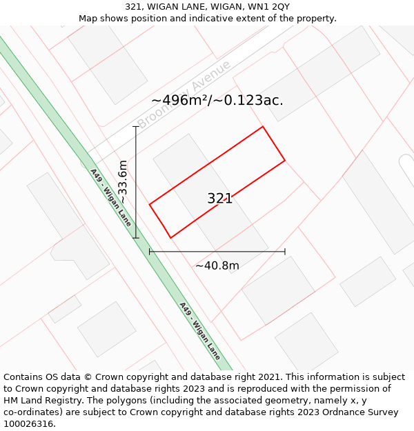 321, WIGAN LANE, WIGAN, WN1 2QY: Plot and title map