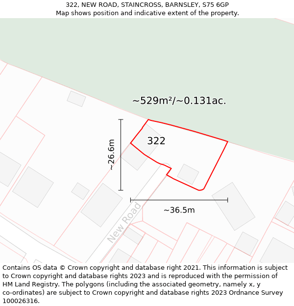 322, NEW ROAD, STAINCROSS, BARNSLEY, S75 6GP: Plot and title map