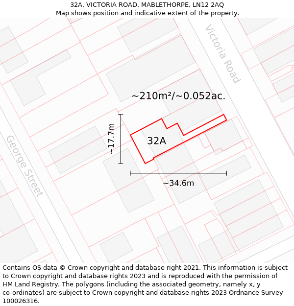 32A, VICTORIA ROAD, MABLETHORPE, LN12 2AQ: Plot and title map