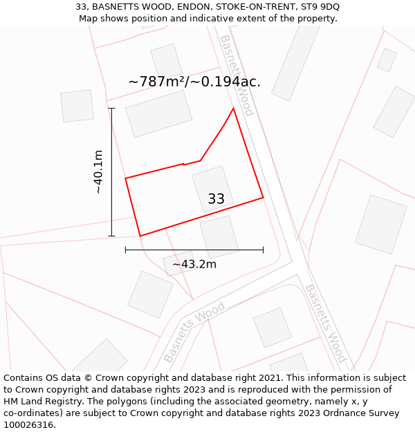 33, BASNETTS WOOD, ENDON, STOKE-ON-TRENT, ST9 9DQ: Plot and title map