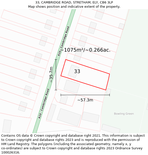 33, CAMBRIDGE ROAD, STRETHAM, ELY, CB6 3LP: Plot and title map