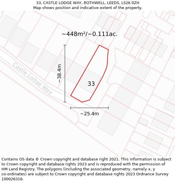 33, CASTLE LODGE WAY, ROTHWELL, LEEDS, LS26 0ZH: Plot and title map