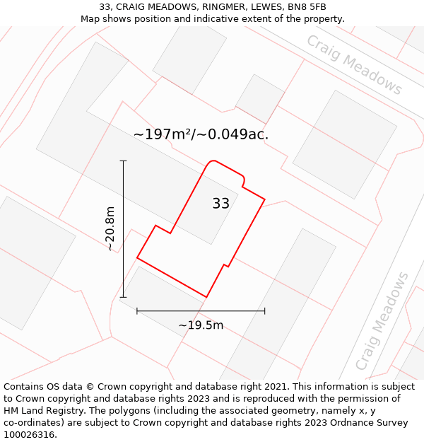 33, CRAIG MEADOWS, RINGMER, LEWES, BN8 5FB: Plot and title map