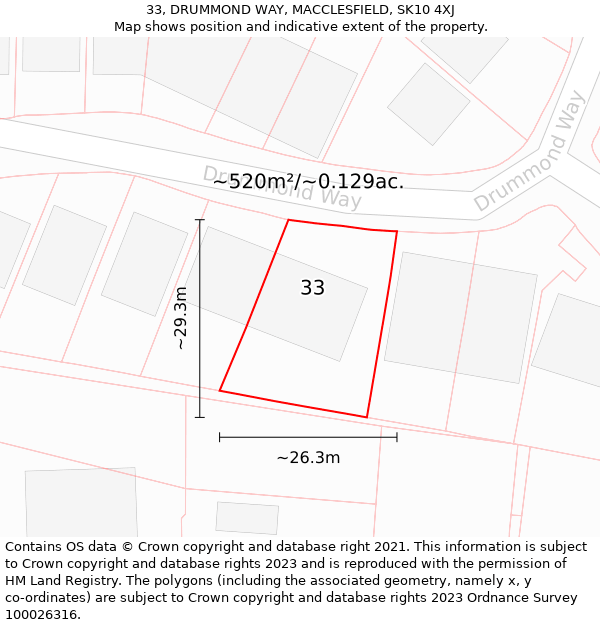 33, DRUMMOND WAY, MACCLESFIELD, SK10 4XJ: Plot and title map