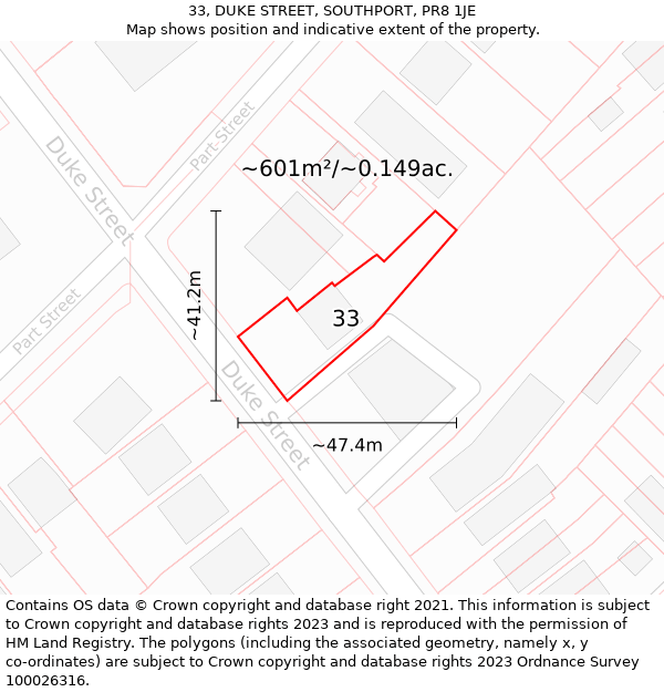 33, DUKE STREET, SOUTHPORT, PR8 1JE: Plot and title map