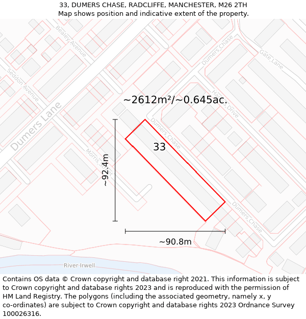 33, DUMERS CHASE, RADCLIFFE, MANCHESTER, M26 2TH: Plot and title map