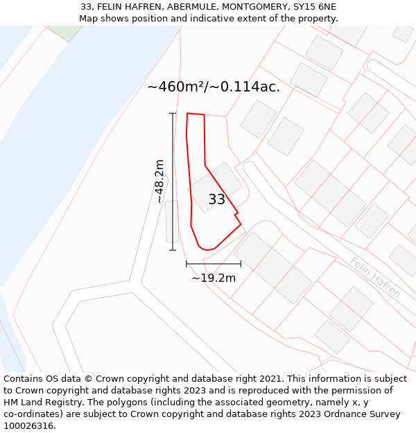 33, FELIN HAFREN, ABERMULE, MONTGOMERY, SY15 6NE: Plot and title map