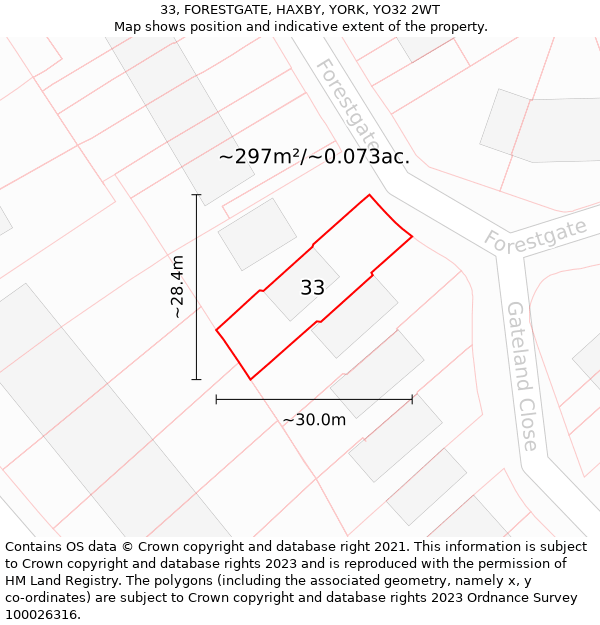 33, FORESTGATE, HAXBY, YORK, YO32 2WT: Plot and title map