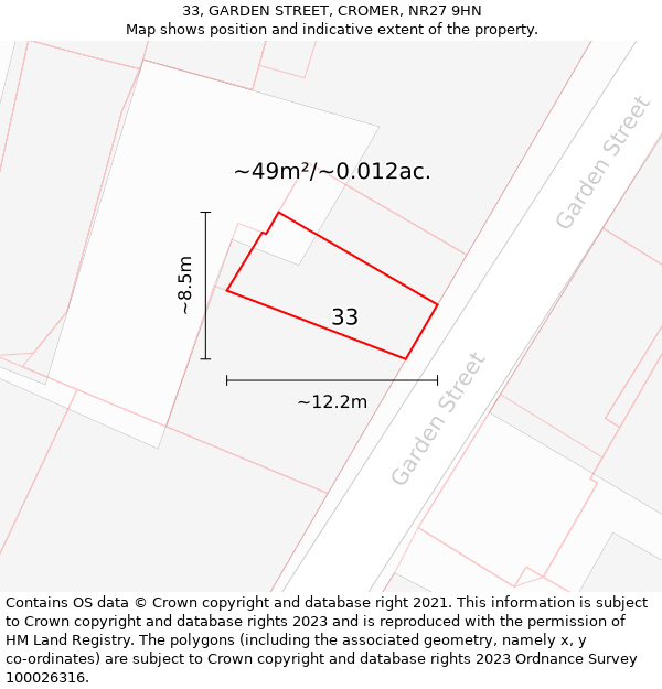 33, GARDEN STREET, CROMER, NR27 9HN: Plot and title map