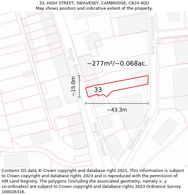33, HIGH STREET, SWAVESEY, CAMBRIDGE, CB24 4QU: Plot and title map