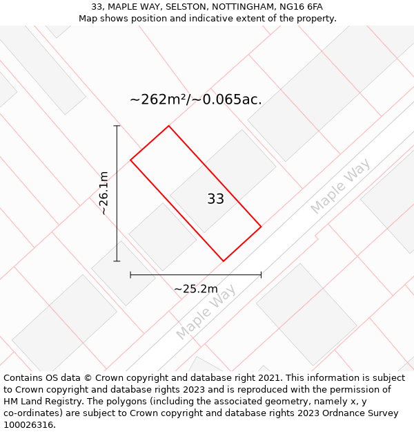 33, MAPLE WAY, SELSTON, NOTTINGHAM, NG16 6FA: Plot and title map