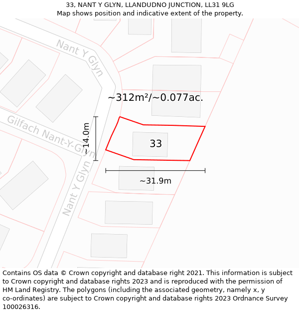 33, NANT Y GLYN, LLANDUDNO JUNCTION, LL31 9LG: Plot and title map