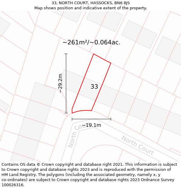 33, NORTH COURT, HASSOCKS, BN6 8JS: Plot and title map