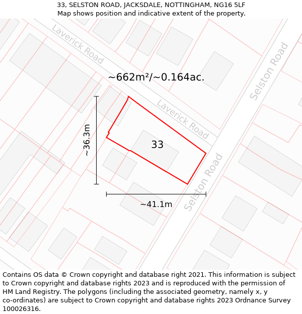 33, SELSTON ROAD, JACKSDALE, NOTTINGHAM, NG16 5LF: Plot and title map