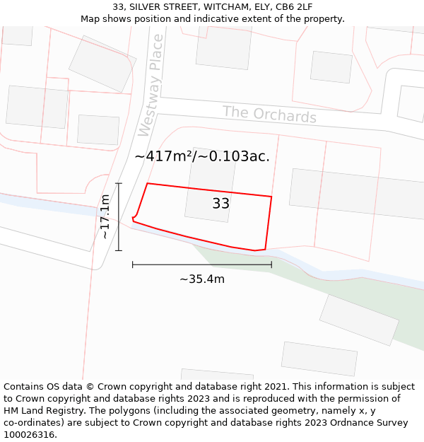 33, SILVER STREET, WITCHAM, ELY, CB6 2LF: Plot and title map