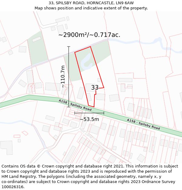 33, SPILSBY ROAD, HORNCASTLE, LN9 6AW: Plot and title map