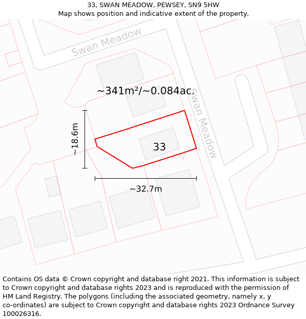 33, SWAN MEADOW, PEWSEY, SN9 5HW: Plot and title map