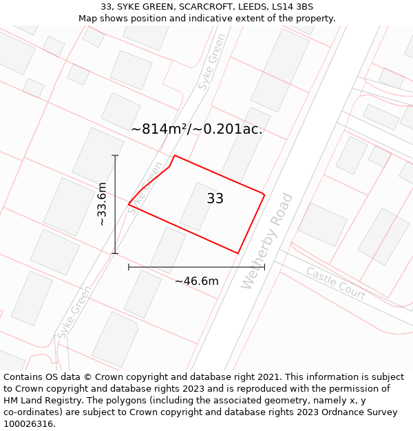 33, SYKE GREEN, SCARCROFT, LEEDS, LS14 3BS: Plot and title map