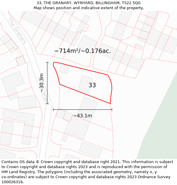 33, THE GRANARY, WYNYARD, BILLINGHAM, TS22 5QG: Plot and title map