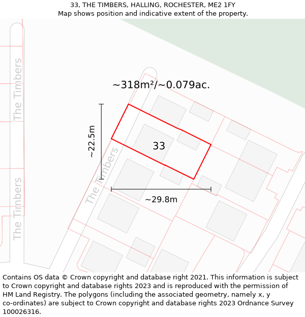 33, THE TIMBERS, HALLING, ROCHESTER, ME2 1FY: Plot and title map