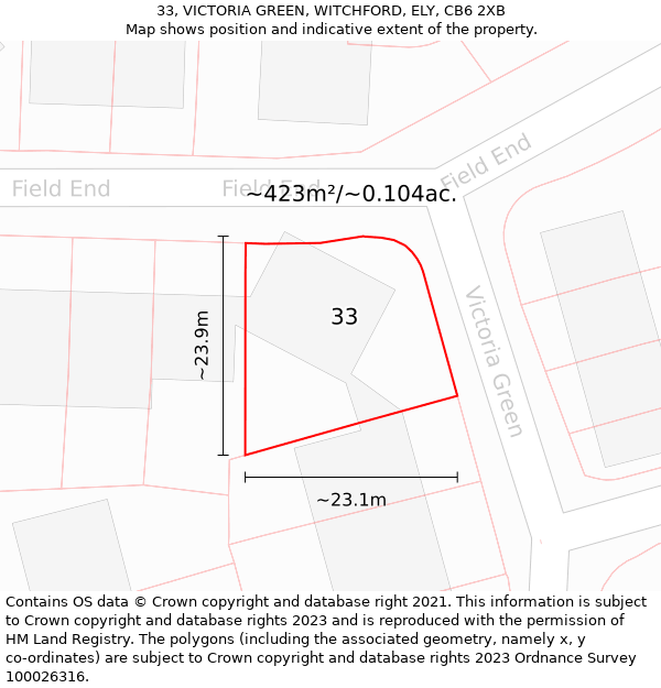 33, VICTORIA GREEN, WITCHFORD, ELY, CB6 2XB: Plot and title map