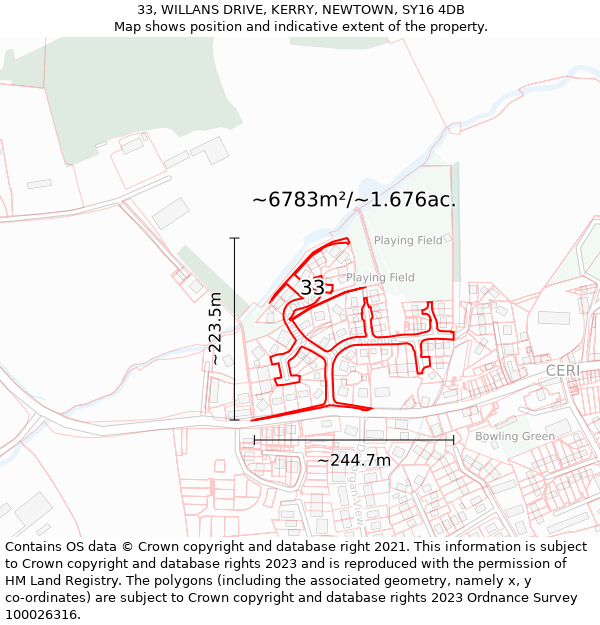 33, WILLANS DRIVE, KERRY, NEWTOWN, SY16 4DB: Plot and title map