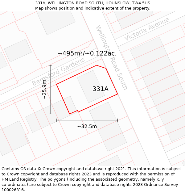 331A, WELLINGTON ROAD SOUTH, HOUNSLOW, TW4 5HS: Plot and title map