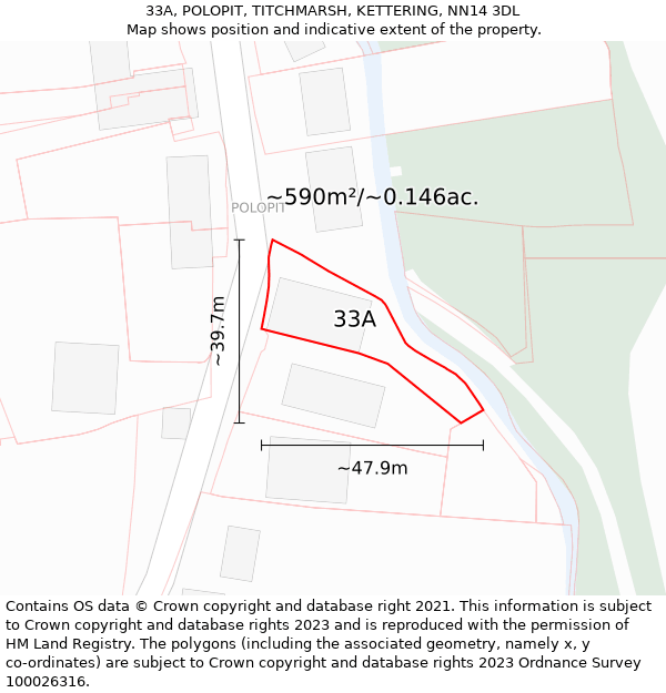 33A, POLOPIT, TITCHMARSH, KETTERING, NN14 3DL: Plot and title map