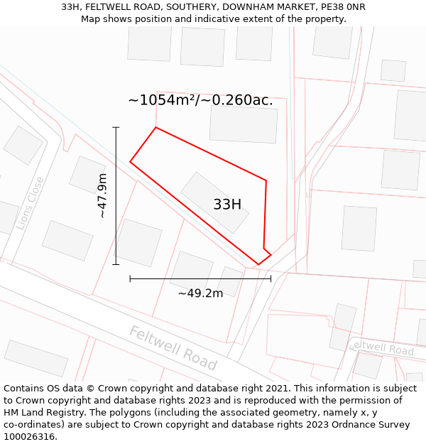 33H, FELTWELL ROAD, SOUTHERY, DOWNHAM MARKET, PE38 0NR: Plot and title map