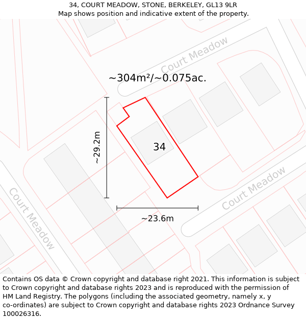 34, COURT MEADOW, STONE, BERKELEY, GL13 9LR: Plot and title map