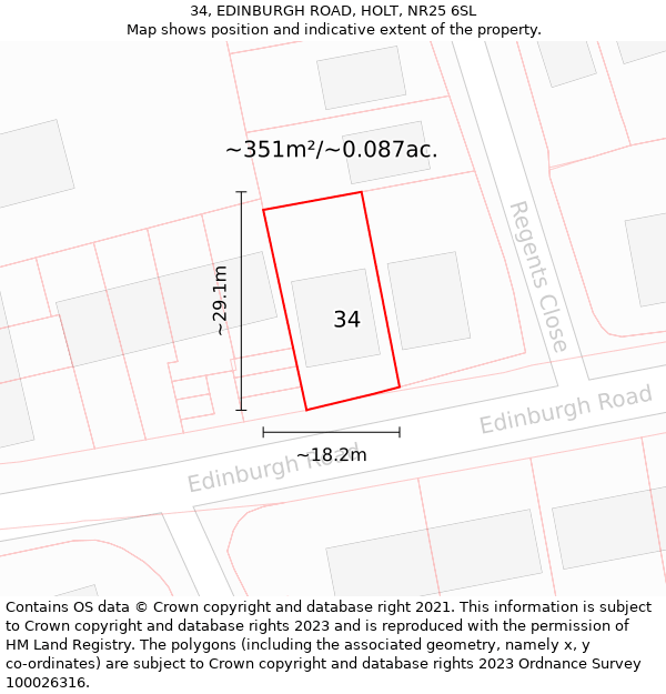 34, EDINBURGH ROAD, HOLT, NR25 6SL: Plot and title map