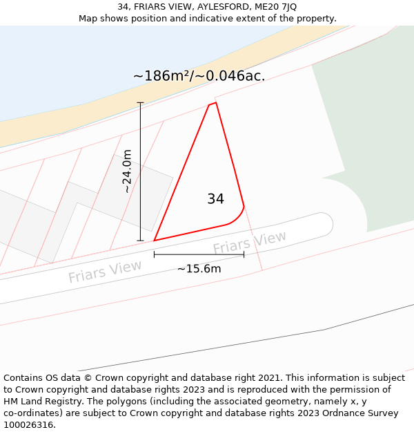 34, FRIARS VIEW, AYLESFORD, ME20 7JQ: Plot and title map