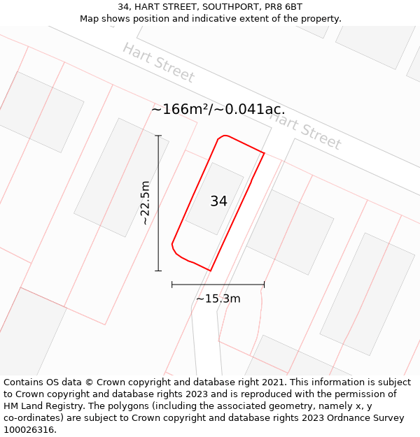 34, HART STREET, SOUTHPORT, PR8 6BT: Plot and title map