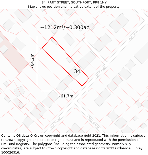 34, PART STREET, SOUTHPORT, PR8 1HY: Plot and title map