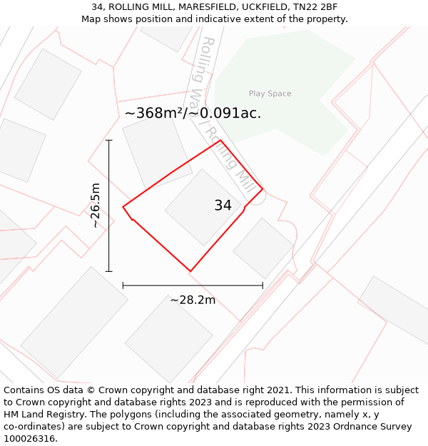 34, ROLLING MILL, MARESFIELD, UCKFIELD, TN22 2BF: Plot and title map